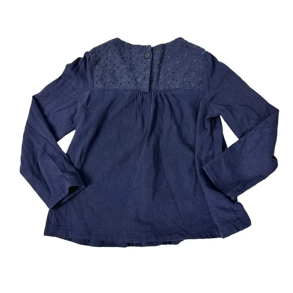 Gap Navy Eyelet Long Sleeve Top size 4T Navy